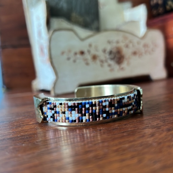 Rustic Cuff Dallas .5 Beaded Copper Confetti Cuff Bracelet Art Deco - Picture 5 of 9